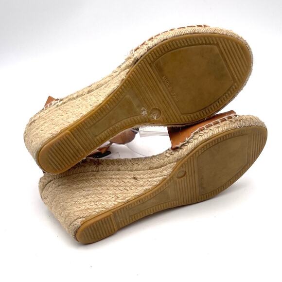 PICON Handmade Espadrille Wedges in Spain tan leather ankle strap size 8 - Picture 5 of 12